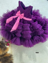 Load image into Gallery viewer, BT624 Plum Princess Party Dress – A Touch of Elegance for Your Little Gem
