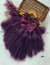 Load image into Gallery viewer, BT627 Plum Twirl Dress – A Regal Spin on Playtime Elegance
