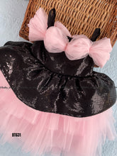 Load image into Gallery viewer, BT631 Midnight Blossom: Baby’s Chic Noir Frock