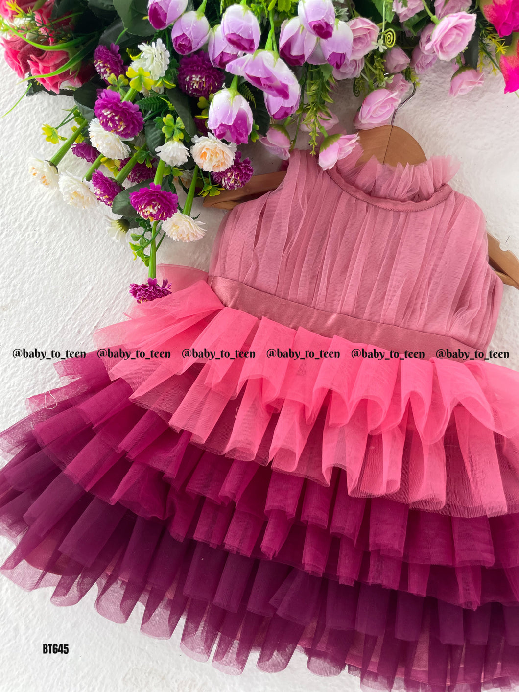 BT645 Blushing Bloom: Pink Layered Party Dress - Unforgettable Moments Await