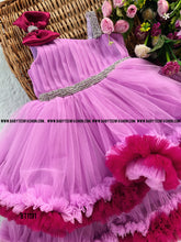 Load image into Gallery viewer, BT1191 Lavender Purple Double Ruffled Partywear Frock