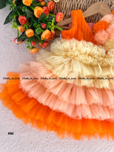 Load image into Gallery viewer, BT651 Sunset Ruffle: Vibrant Orange Gradient Dress
