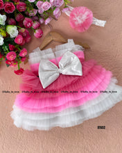 Load image into Gallery viewer, BT652 Pink Ombre Delight: Sweet Layered Dress with Velvet Ribbon