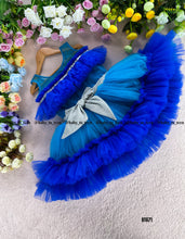 Load image into Gallery viewer, BT671 Sapphire Serenade: Baby’s Cerulean Ruffle Frock