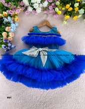 Load image into Gallery viewer, BT671 Sapphire Serenade: Baby’s Cerulean Ruffle Frock