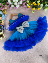 Load image into Gallery viewer, BT671 Sapphire Serenade: Baby’s Cerulean Ruffle Frock