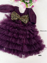 Load image into Gallery viewer, BT675 Glittering Aubergine Party Dress