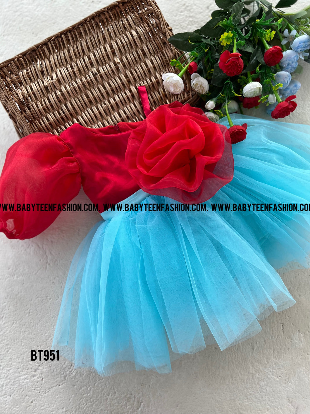 BT951 Crimson Bloom Sky Dance Dress – Twirl into Joy