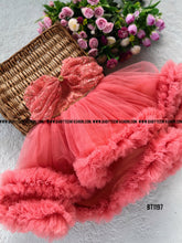 Load image into Gallery viewer, BT1197 Coral Charm Flutter Dress – Every Twirl Tells a Story
