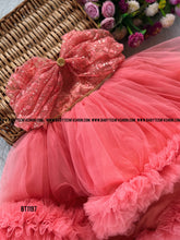 Load image into Gallery viewer, BT1197 Coral Charm Flutter Dress – Every Twirl Tells a Story