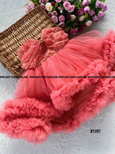 Load image into Gallery viewer, BT1197 Coral Charm Flutter Dress – Every Twirl Tells a Story