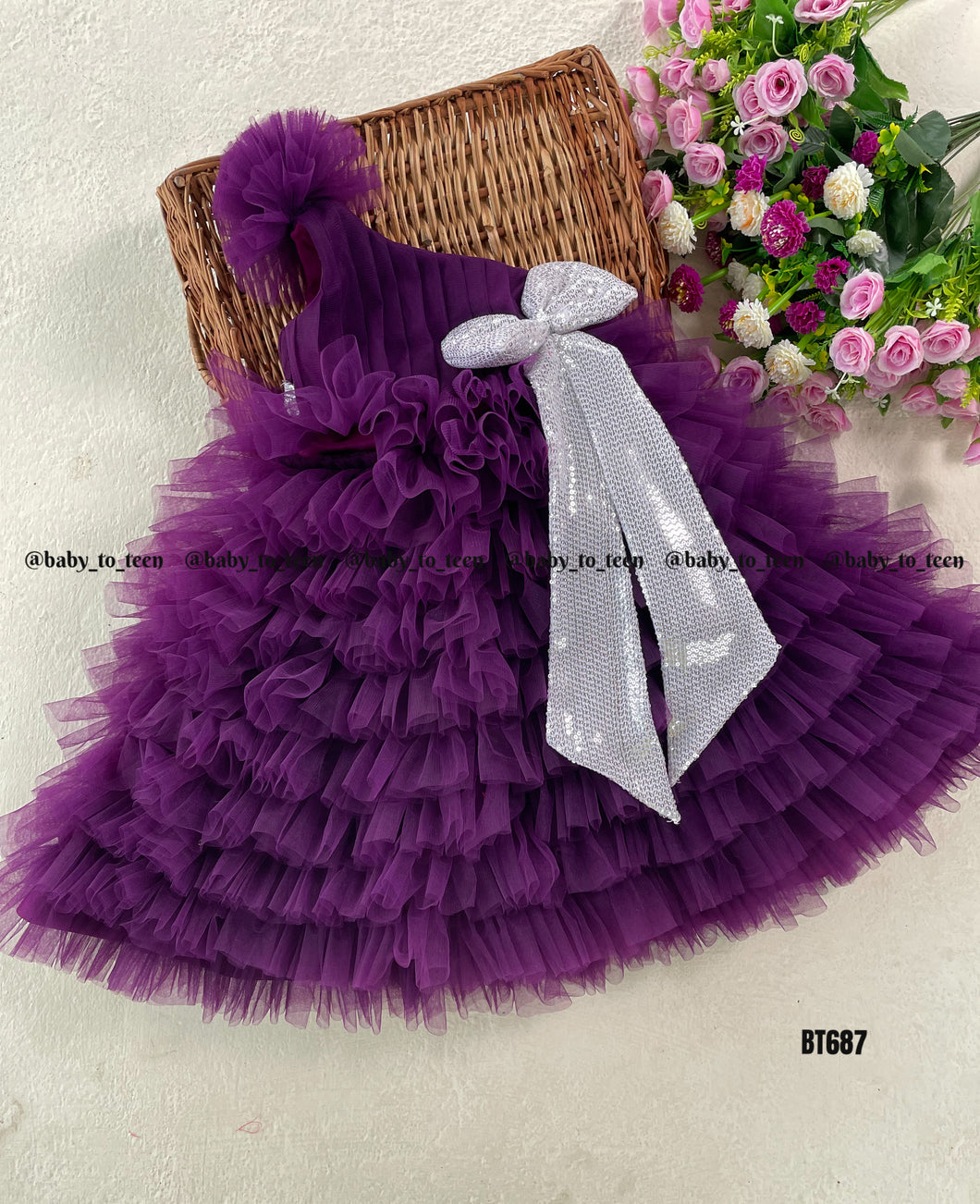 BT687 Regal Amethyst: Majestic Purple Party Dress