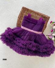 Load image into Gallery viewer, BT689 Velvet Violet: Luxurious Lilac Layered Dress