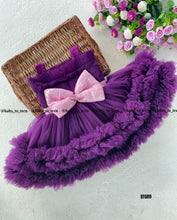 Load image into Gallery viewer, BT689 Velvet Violet: Luxurious Lilac Layered Dress