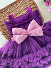 Load image into Gallery viewer, BT689 Velvet Violet: Luxurious Lilac Layered Dress