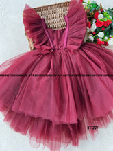 Load image into Gallery viewer, BT1207 Crimson Twirl: Festive Flair Dress for Little Ladies