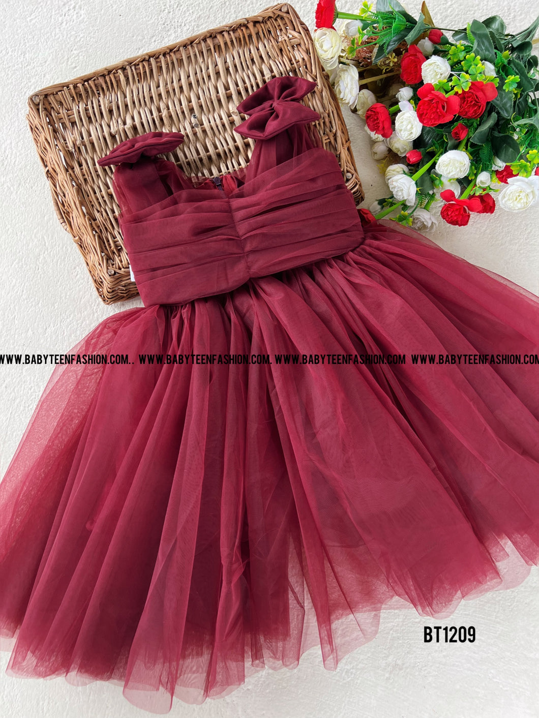 BT1209 Rustic Ruby Elegance Dress - A Symphony in Maroon