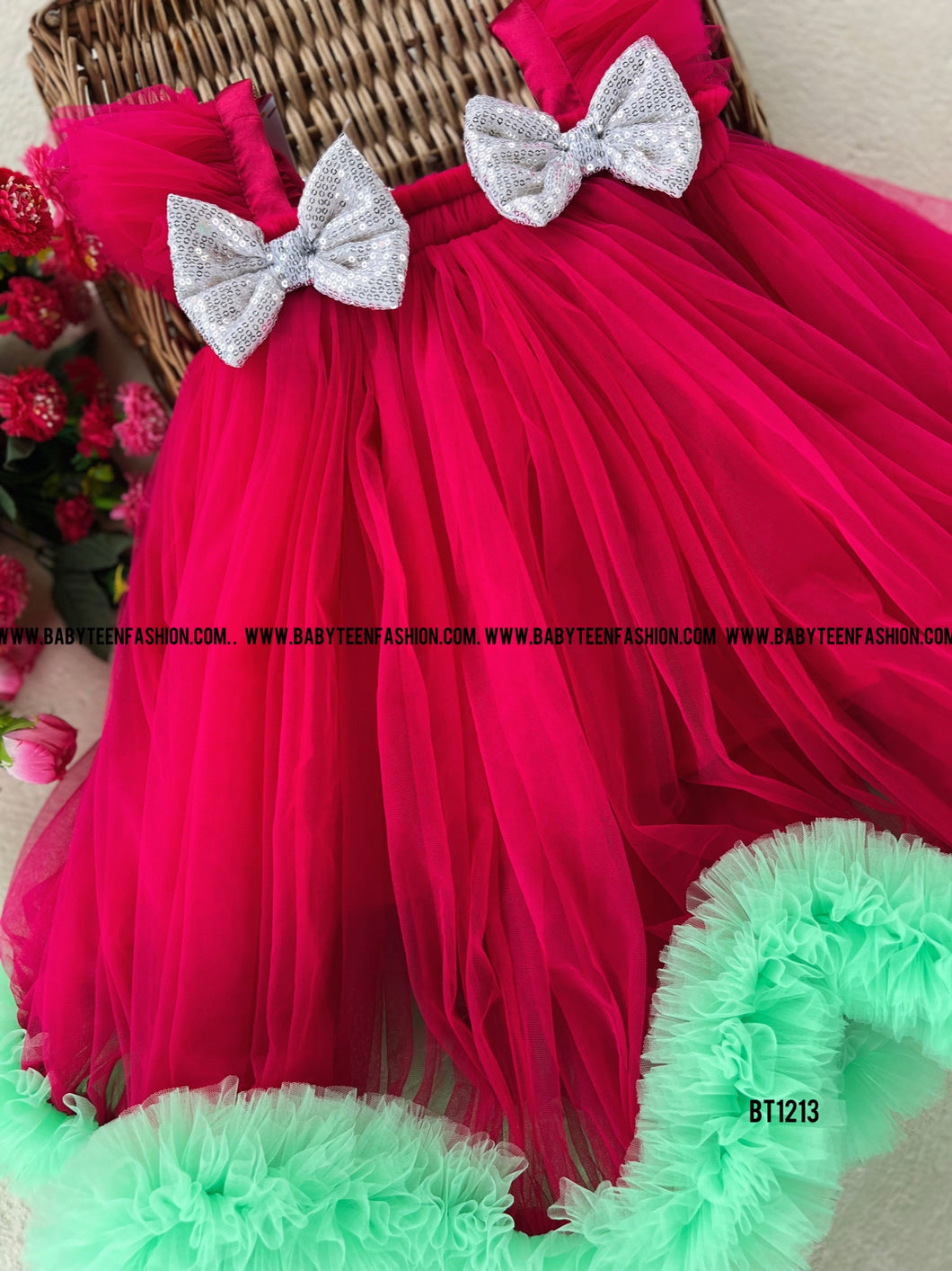 BT1213 Ruby Red Sparkle Dress – For Memories as Bright as Her Smile