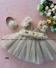Load image into Gallery viewer, BT693 Vanilla Dream: Soft Elegance Party Dress for Tiny Trendsetters