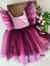 Load image into Gallery viewer, BT1401 Pink Twilight Crystal-Adorned Party Frolic Dress for Girls