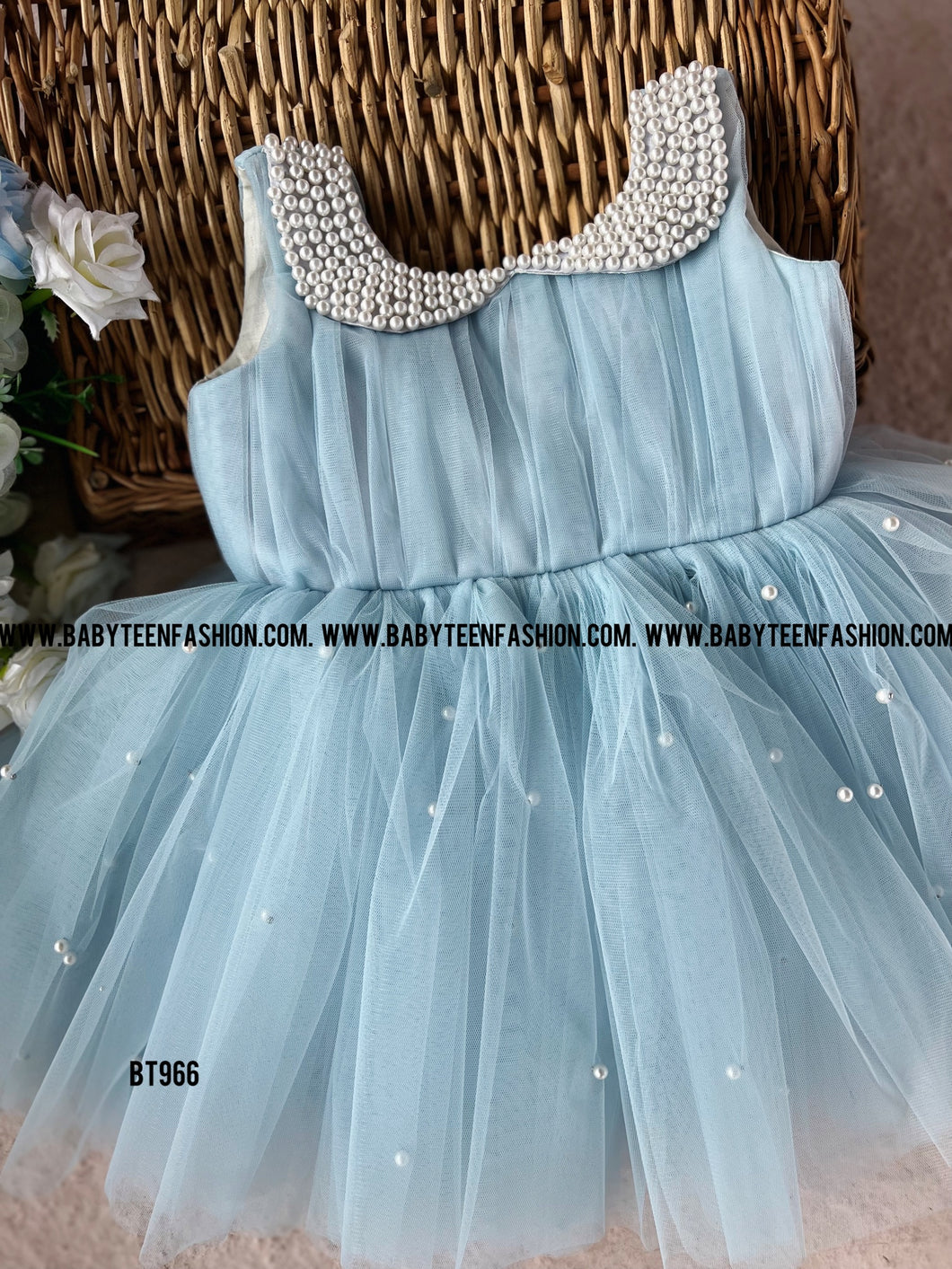 BT966 Powder Blue Pearl Dress – Whispers of Elegance