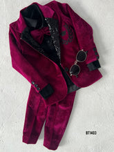 Load image into Gallery viewer, BT1403 Garnet Glamour: Boys' Plush Velvet Suit