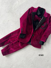 Load image into Gallery viewer, BT1403 Garnet Glamour: Boys' Plush Velvet Suit