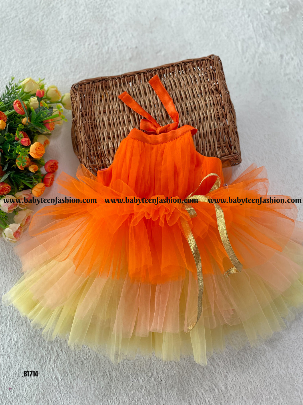 BT714 Sunset Cascade – Vibrant Party Frock for Little Charms