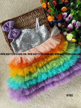 Load image into Gallery viewer, BT982 Sunshine Sequin Rainbow Dress - A Kaleidoscope of Joy for Your Little One