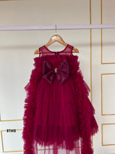 Load image into Gallery viewer, BT1410 Crimson Elegance Layered Gown with Golden Belt for Young Fashionistas