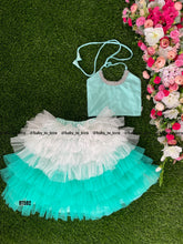 Load image into Gallery viewer, BT592 Ocean Whisper: Chic Layered Party Frock for Little Fashionistas