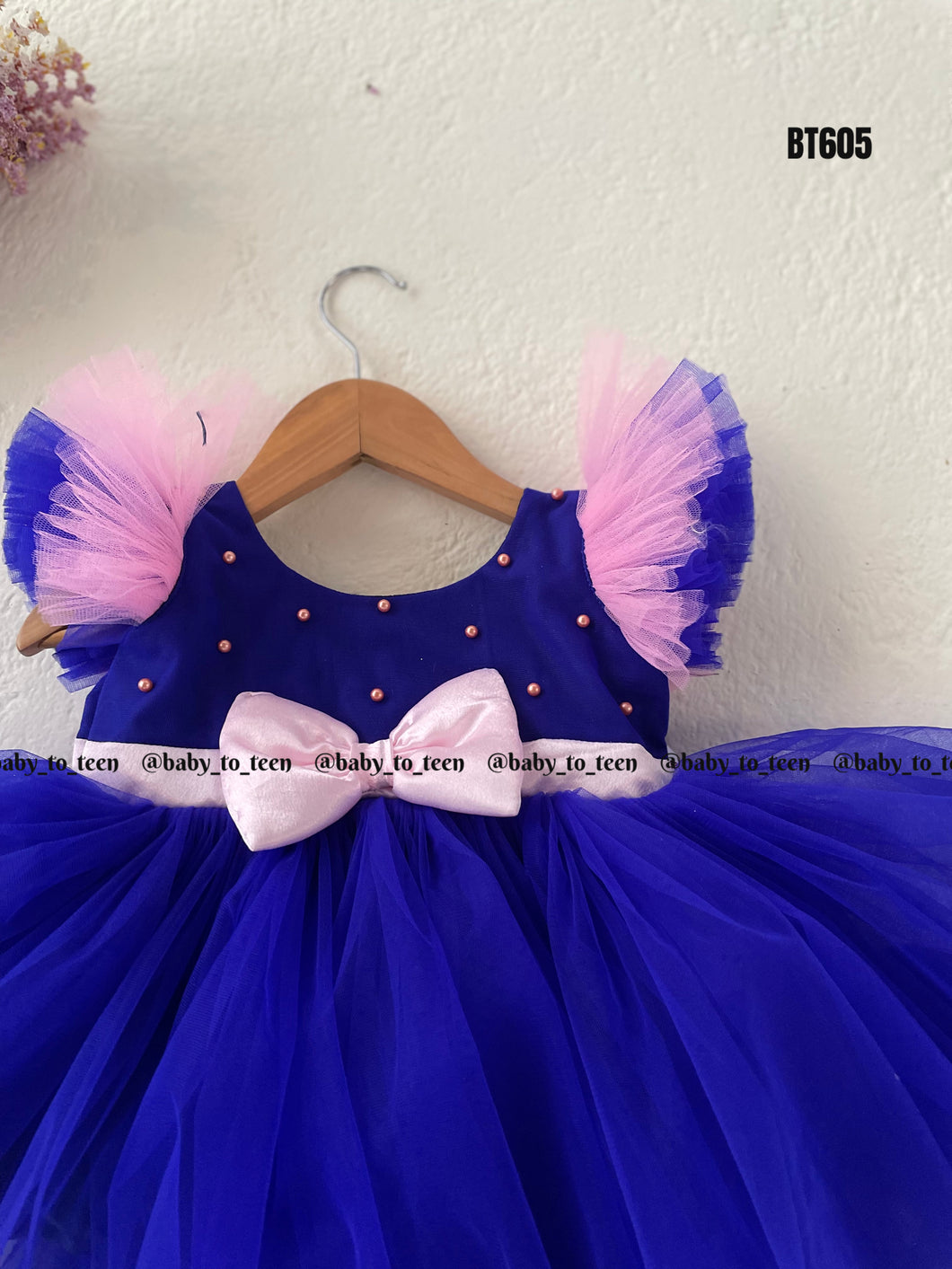 BT605 Sapphire Whispers: Enchanting Blue Feather Dress