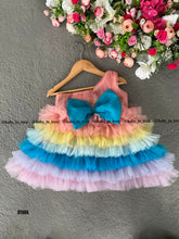Load image into Gallery viewer, BT606 Rainbow Ruffle Elegance: A Cascading Dream Dress for Little Darlings