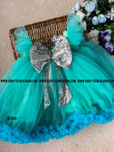 Load image into Gallery viewer, BT994 Aqua Elegance – Glitter Bow Frock for Joyous Occasions