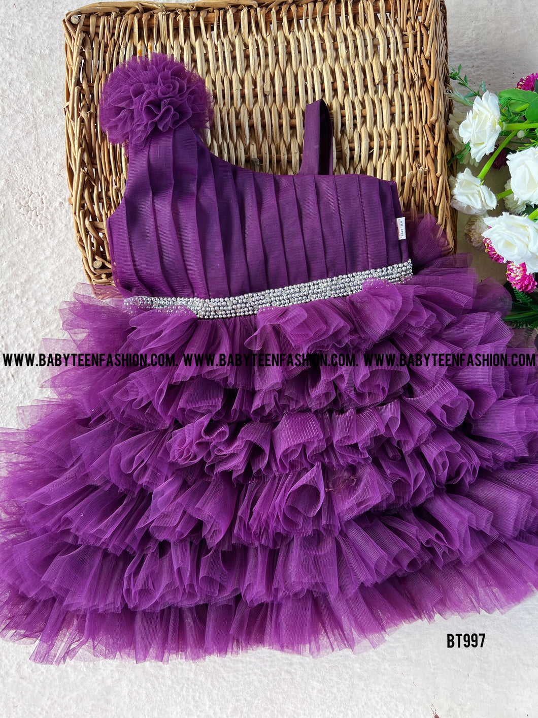 BT997 Regal Purple Party Gown – A Touch of Elegance for Little Divas