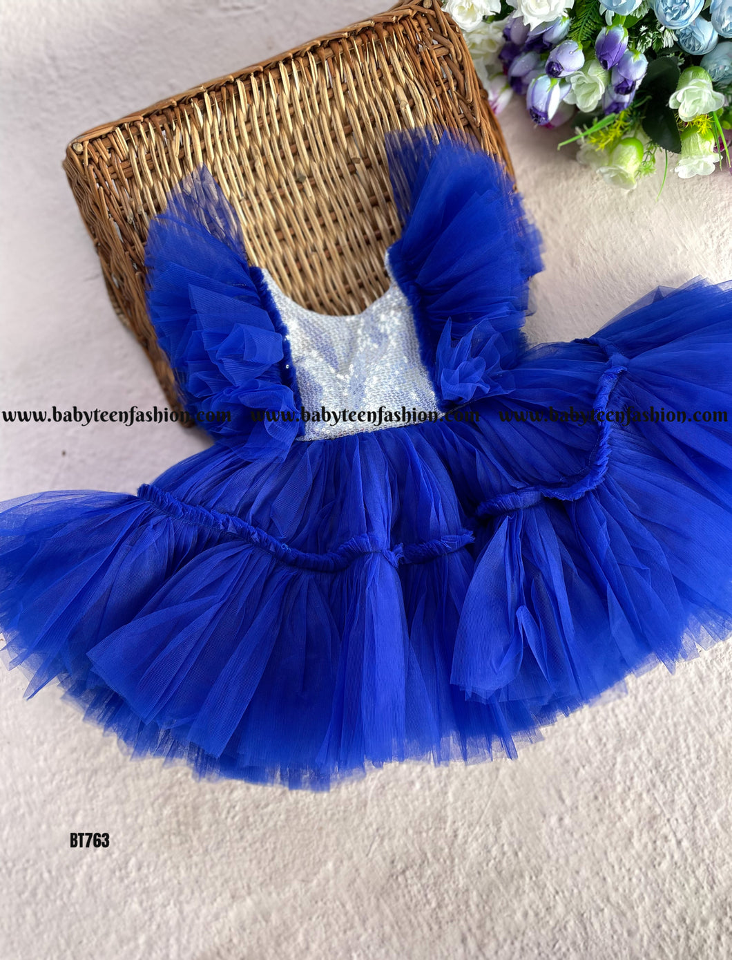 BT763 Royal Blue Sparkle Dress: Your Little Star's Dream Outfit