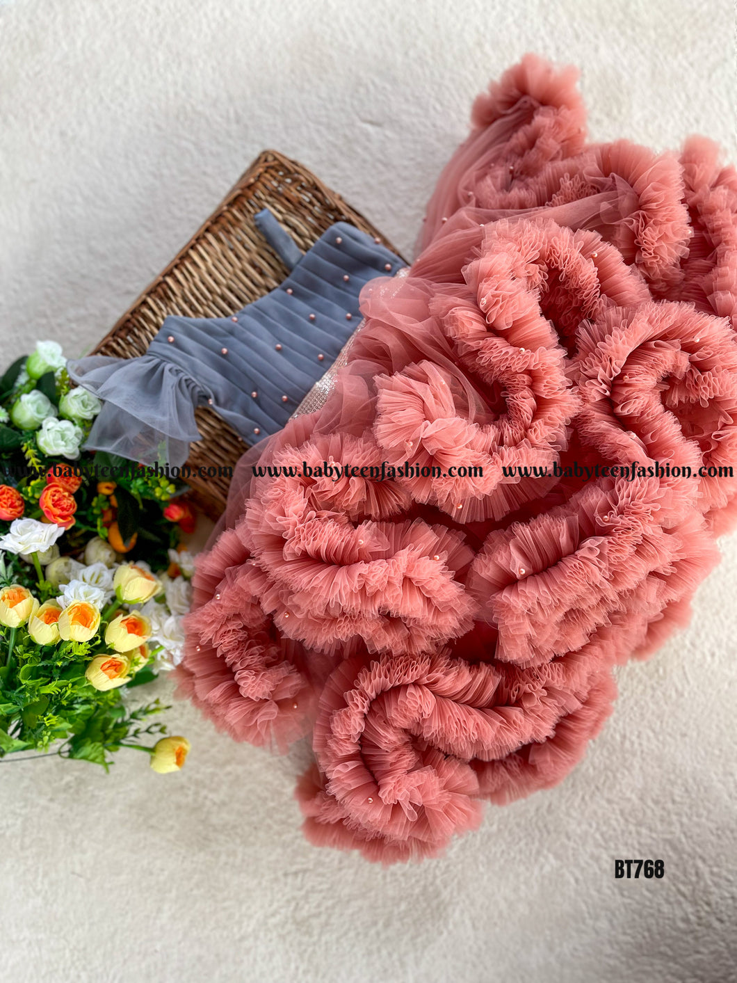 BT768 Blush Blossom Dress – Petal-Soft Perfection for Parties!