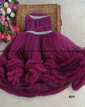 Load image into Gallery viewer, BT771 Regal Plum Perfection Dress - A Royal Ensemble for Your Little Gem!