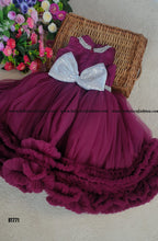 Load image into Gallery viewer, BT771 Regal Plum Perfection Dress - A Royal Ensemble for Your Little Gem!