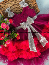 Load image into Gallery viewer, BT1027 Crimson Glitter Gala Dress - Sparkle with Every Twirl