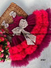 Load image into Gallery viewer, BT1027 Crimson Glitter Gala Dress - Sparkle with Every Twirl