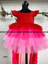 Load image into Gallery viewer, BT1039 Crimson Joy Ruffled Gown – Let Her Shine at Every Soiree