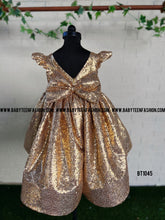 Load image into Gallery viewer, BT1045 Golden Starlet Flare Dress - A Shimmering Delight