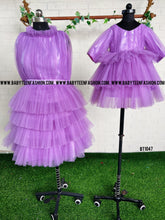 Load image into Gallery viewer, BT1047 Lavender Multi Layered Frock with Sleeves and Back Bow Highlight