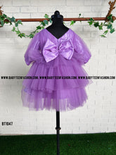 Load image into Gallery viewer, BT1047 Lavender Multi Layered Frock with Sleeves and Back Bow Highlight
