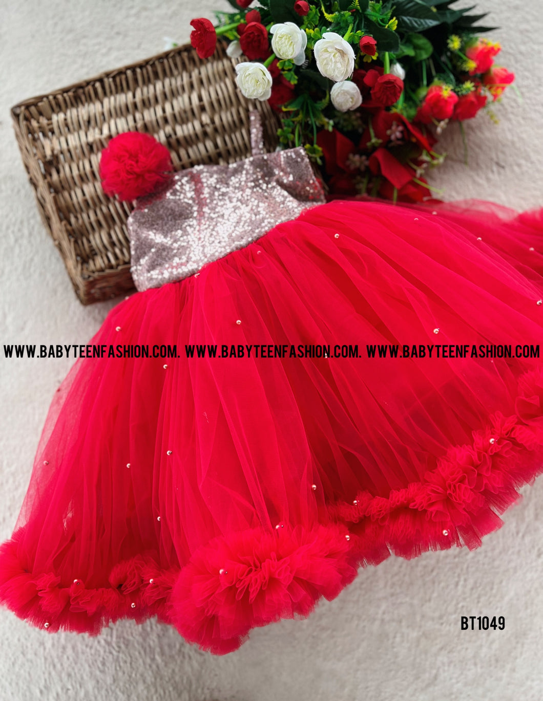 BT1049 Crimson Spark Party Dress