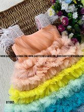 Load image into Gallery viewer, BT1065 Rainbow Ruffles Delight – Baby's Vibrant Party Dress