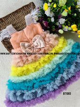 Load image into Gallery viewer, BT1065 Rainbow Ruffles Delight – Baby's Vibrant Party Dress