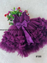 Load image into Gallery viewer, BT1265 Regal Purple Flair - Festive Glitter Bow Dress
