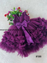 Load image into Gallery viewer, BT1265 Regal Purple Flair - Festive Glitter Bow Dress
